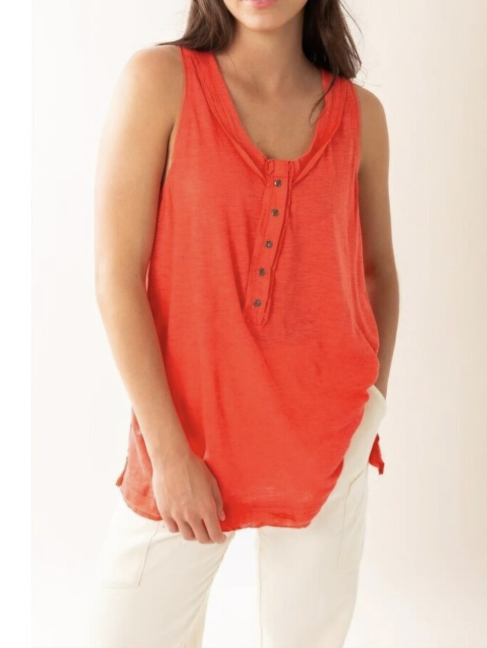 We The Free Coral Sleeveless Buttoned Tank Top Size Small